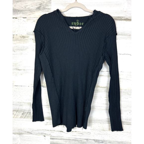 Indie Peace Women’s M Black Handmade Long Sleeve Boho Hoodie Top Rare NEW - Picture 1 of 6